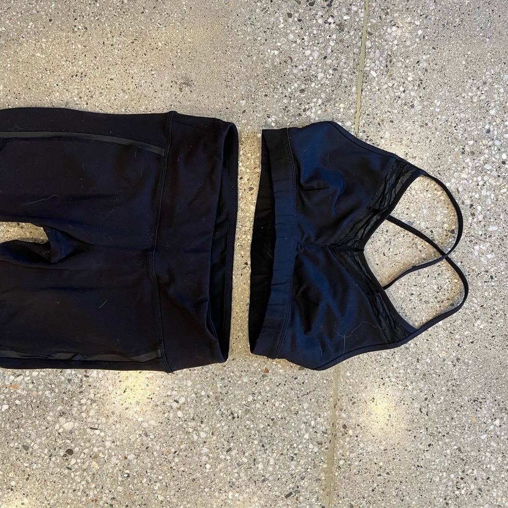 All black workout set with sheer design